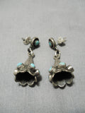 Quality Vintage Native American Navajo Snake Eyes Turquoise Sterling Silver Earrings Old-Nativo Arts