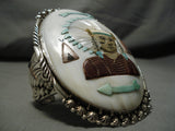 One Of Best Native American Navajo Inlay Turquoise Sterling Silver Cuff Bracelet-Nativo Arts