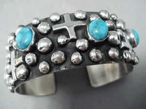 Dynamic Native American Navajo Turquoise Sterlng Silver Bracelet-Nativo Arts