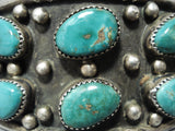Rare Earlier Signed Vintage Native American Navajo Green Turquoise Sterling Silver Bracelet-Nativo Arts