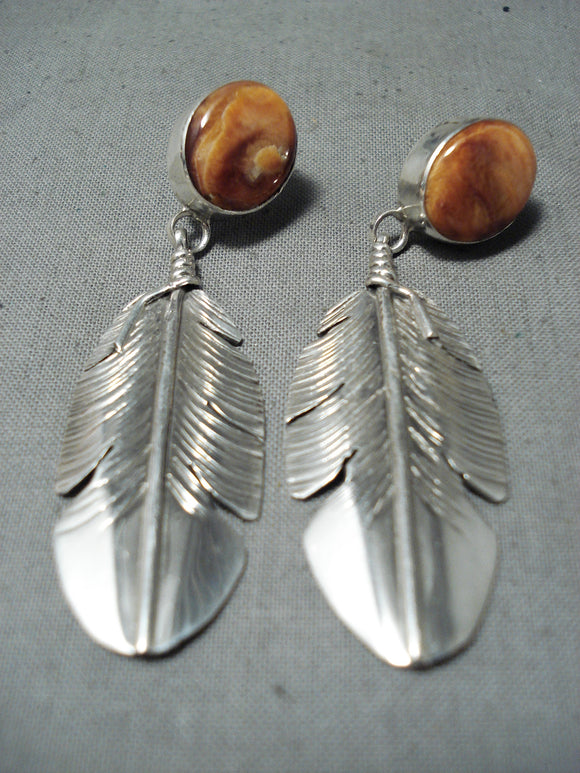 Unforgettable Navajo Spiny Oyster Sterling Silver Earrings Native American-Nativo Arts