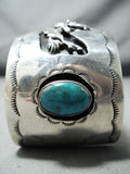 Detailed Vintage Native American Navajo Running Horse Turquoise Sterling Silver Bracelet-Nativo Arts