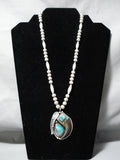 Astonishing Vintage Native American Hopi Sterling Silver Turquoise Necklace Old-Nativo Arts