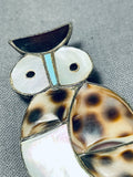 Fantastic Vintage Native American Zuni Turquoise Jet Sterling Silver Owl Pin/pendant-Nativo Arts