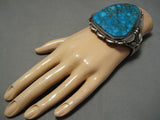 Museum Quality Vintage Native American Navajo Carico Lake Turquoise Sterling Silver Bracelet Old-Nativo Arts