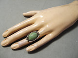 Amazing Vintage Native American Navajo Gaspeite Sterling Silver Ring Old-Nativo Arts