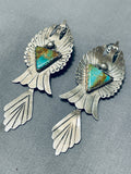One Of The Best Vintage Native American Navajo Royston Turquoise Sterling Silver Earrings-Nativo Arts