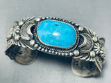 Victor Begay Vintage Native American Navajo Blue Gem Turquoise Sterling Silver Bracelet-Nativo Arts