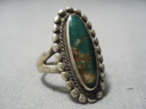 Early Vintage Native American Navajo Cerrillos Turquoise Sterling Silver Ring Old-Nativo Arts