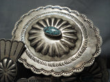 Rare Turquoise Vintage Native American Navajo Hand Tooled Sterling Silver Concho Belt-Nativo Arts