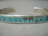 Important Rare Vintage Native American Zuni #8 Turquoise Sterling Silver Native Bracelet-Nativo Arts