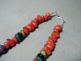 Singer Chunky Coral Native American Navajo Sterling Silver Necklace-Nativo Arts