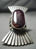 Huge Heavy Towering Native American Navajo Purple Shell Sterling Silver Ring-Nativo Arts
