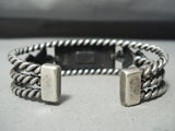 For Large Wrist Vintage Native American Navajo Royston Turquoise Sterling Silver Bracelet-Nativo Arts