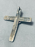 Tremendous Vintage Native American Navajo Royston Turquoise Sterling Silver Cross Pendant-Nativo Arts