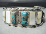 Stunning Vintage Native American Navajo Blue Thunder Turquoise Sterling Silver Bracelet-Nativo Arts