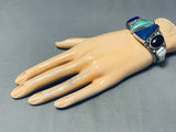 Native American Important Vintage Turquoise Fierro Lapis Sterling Silver Bracelet-Nativo Arts