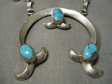 Incredible Native American Navajo Betsoi Sterling Silver Naja Carico Lake Turquoise Necklace-Nativo Arts
