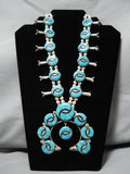 Intricate Vintage Native American Navajo Turquoise Sterling Silver Squash Blossom Necklace-Nativo Arts