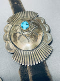 Hand Tooled Stunning Vintage Native American Navajo Turquoise Sterling Silver Concho Belt-Nativo Arts