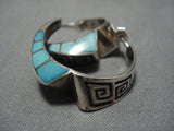 Important!! Native American Navajo Lonn Parker Green Turquoise Inlay Sterling Silver Earrings-Nativo Arts