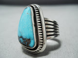 Tremendous Vintage Native American Navajo Candelaria Turquoise Sterling Silver Ring-Nativo Arts