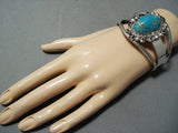 Incredible Nez Native American Navajo Kingman Turquoise Sterling Silver Bracelet-Nativo Arts