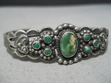 Early 1900's Vintage Native American Navajo Cerrillos Turquoise Sterling Silver Bracelet Old-Nativo Arts