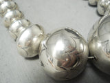 One Of The Biggest Ever Vintage Native American Navajo Sterling Silver Bead Necklace-Nativo Arts