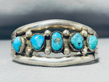 Magnificent Vintage Native American Navajo Kingman Turquoise Sterling Silver Bracelet-Nativo Arts