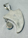 Meticulously Hand Carved Vintage Native American Navajo Turquoise Sterling Silver Pendant-Nativo Arts