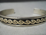 Unique Vintage Navajo 14k Gold & Sterling Silver Bracelet Native American-Nativo Arts