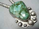 Amazing Vintage Native American Navajo Green Turquoise Sterling Silver Necklace Old-Nativo Arts