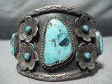 Best Vintage Native American Navajo Flower Turquoise Sterling Silver Bracelet Old-Nativo Arts