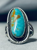 Beautiful Vintage Native American Navajo 8 Turquoise Sterling Silver Ring-Nativo Arts