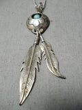 Stunning Vintage Native American Navajo Turquoise Sterling Silver Shadowbox Necklace-Nativo Arts