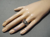 Excellent Navajo Coral Sterling Silvercross Ring Native American-Nativo Arts