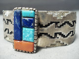 Museum Vintage Native American Navajo Protruding Inlay Sterling Silver Turquoise Bracelet-Nativo Arts