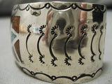 Remarkable Native American Navajo Coral Turquoise Inlay Sterling Silver Bracelet Old-Nativo Arts