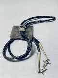 Astonishing Vintage Native American Navajo Turquoise Sterling Silver New Mexico Bolo Signed-Nativo Arts