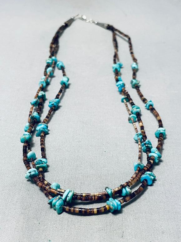 Native American Marvelous Vintage Santo Domingo Turquoise Heishi Triple Strand Necklace-Nativo Arts