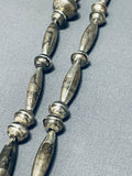 Rare Longer Signed Vintage Native American Navajo Sterling Silver Torpedo Necklace-Nativo Arts