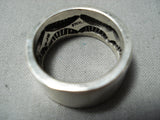 Heavy Internet Deep Stamp Vintage Native American Navajo Sterling Silver Ring-Nativo Arts