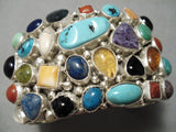 Museum Quality Vintage Native American Navajo Turquoise Multi Stone Sterling Silver Bracelet-Nativo Arts