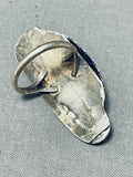 Superb Vintage Native American Navajo Inlay Turquoise Mother Of Pearl Sterling Silver Huge Ring-Nativo Arts