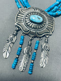 One Of The Most Unique Vintage Native American Navajo Concho Turquoise Sterling Silver Necklace-Nativo Arts