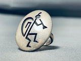 Impressive Vintage Native American Hopi Sterling Silver Kokopelli Ring Signed Loren Phillips (d)-Nativo Arts