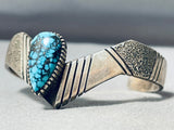 Extrremely Rare Mine Turquoise Vintage Native American Navajo Sterling Silver Bracelet-Nativo Arts