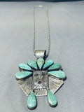 Native American Rare Apache Turquoise Vintage Navajo Sterling Silver Necklace-Nativo Arts