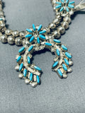 Exquisite Vintage Native American Zuni Sleeping Beauty Turquoise Sterling Silver Squash Blossom-Nativo Arts
